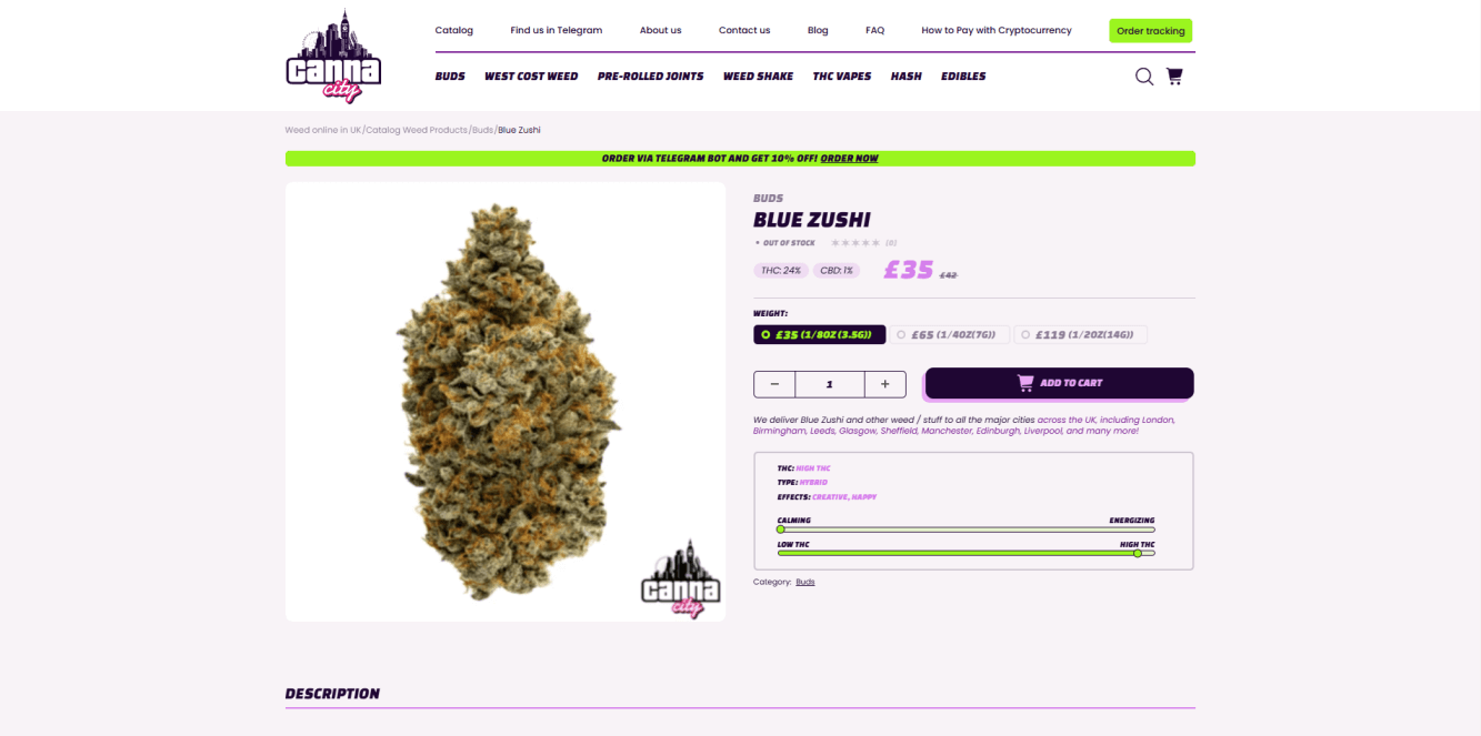 Buy Blue Zushi Cannabis in UK online at Canna City