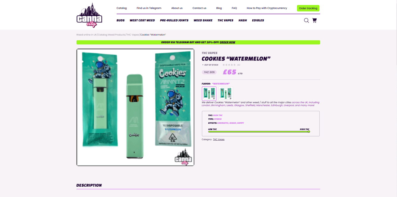 High THC vape buy online at weed shop Canna City