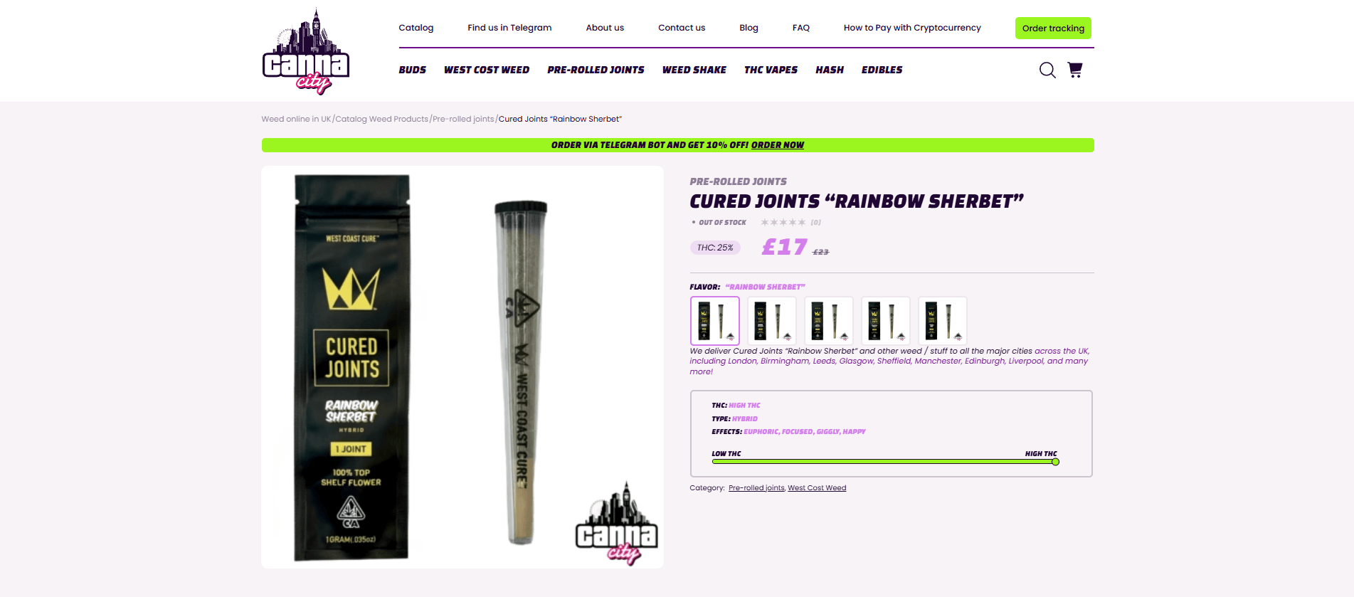 Buy pre-rolled joint online in UK at weed shop Canna City
