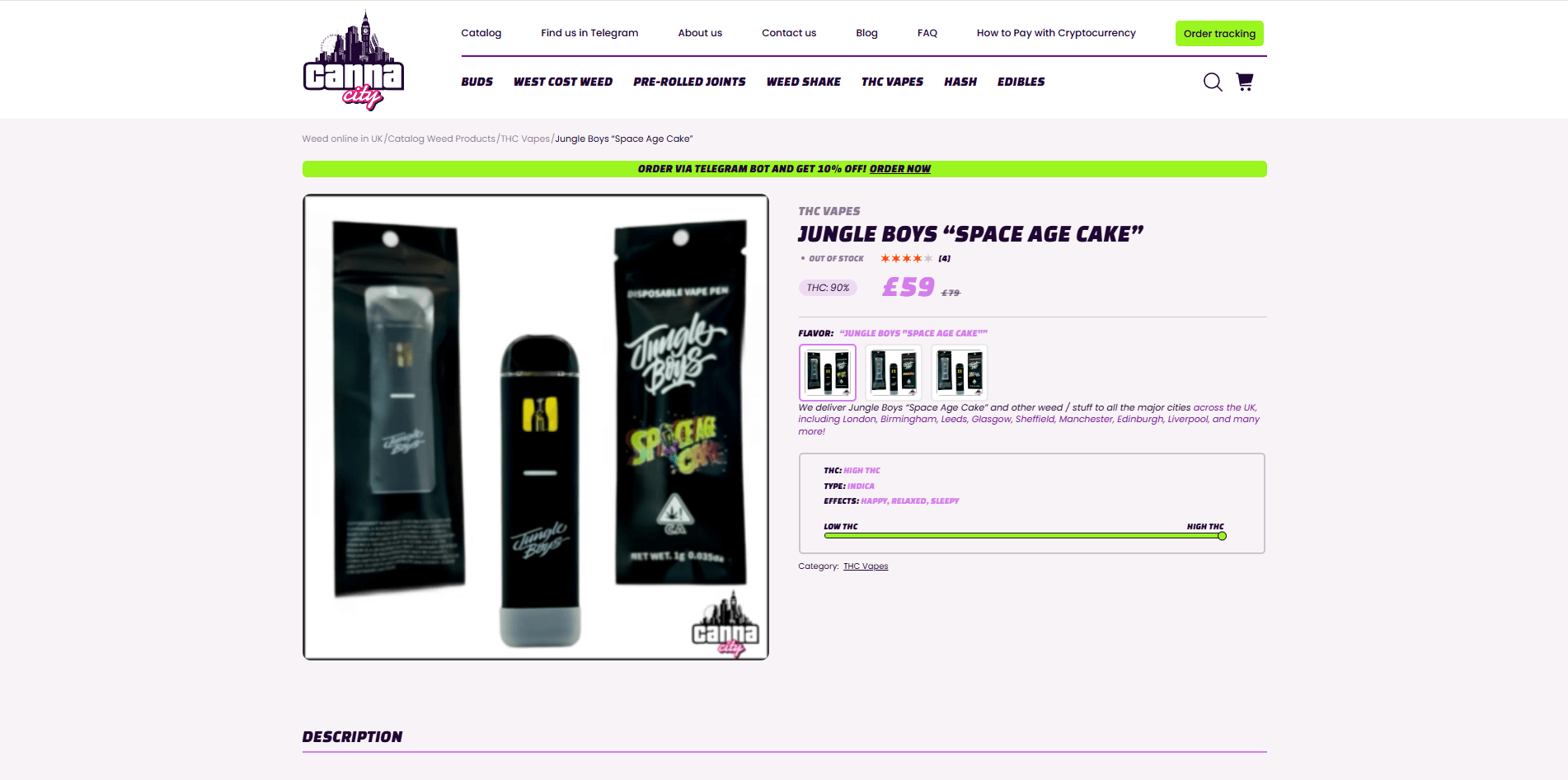 Buy High THC vape online in UK at weed shop Canna City