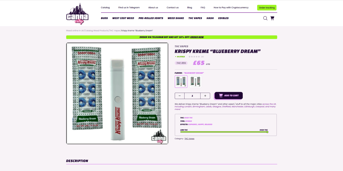 Buy High THC vape online in UK at weed shop Canna City