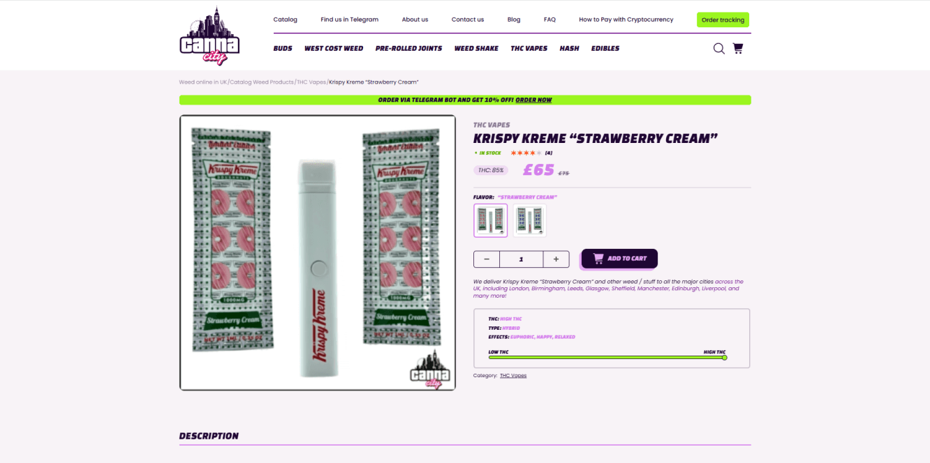 Buy High THC vape online in UK at weed shop Canna City