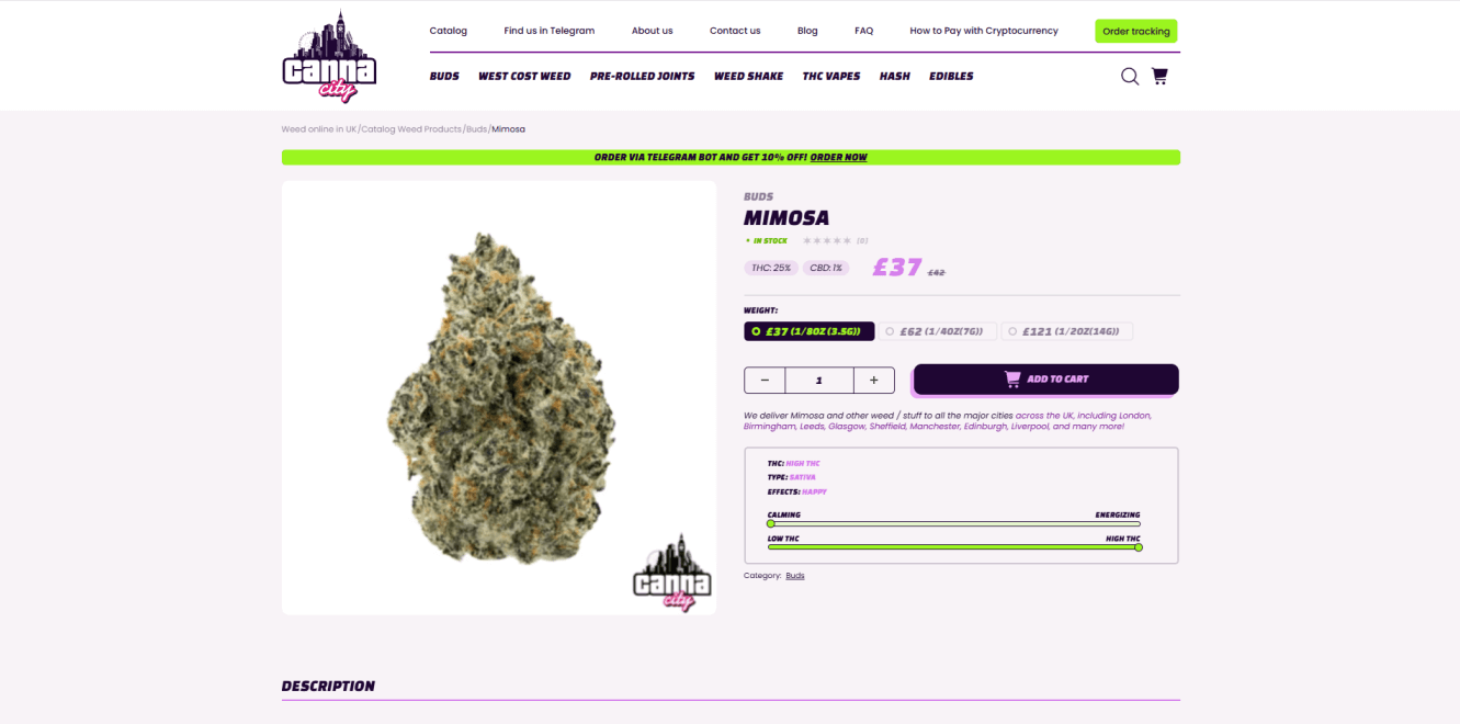 Buy Mimosa Cannabis in UK online at Canna City