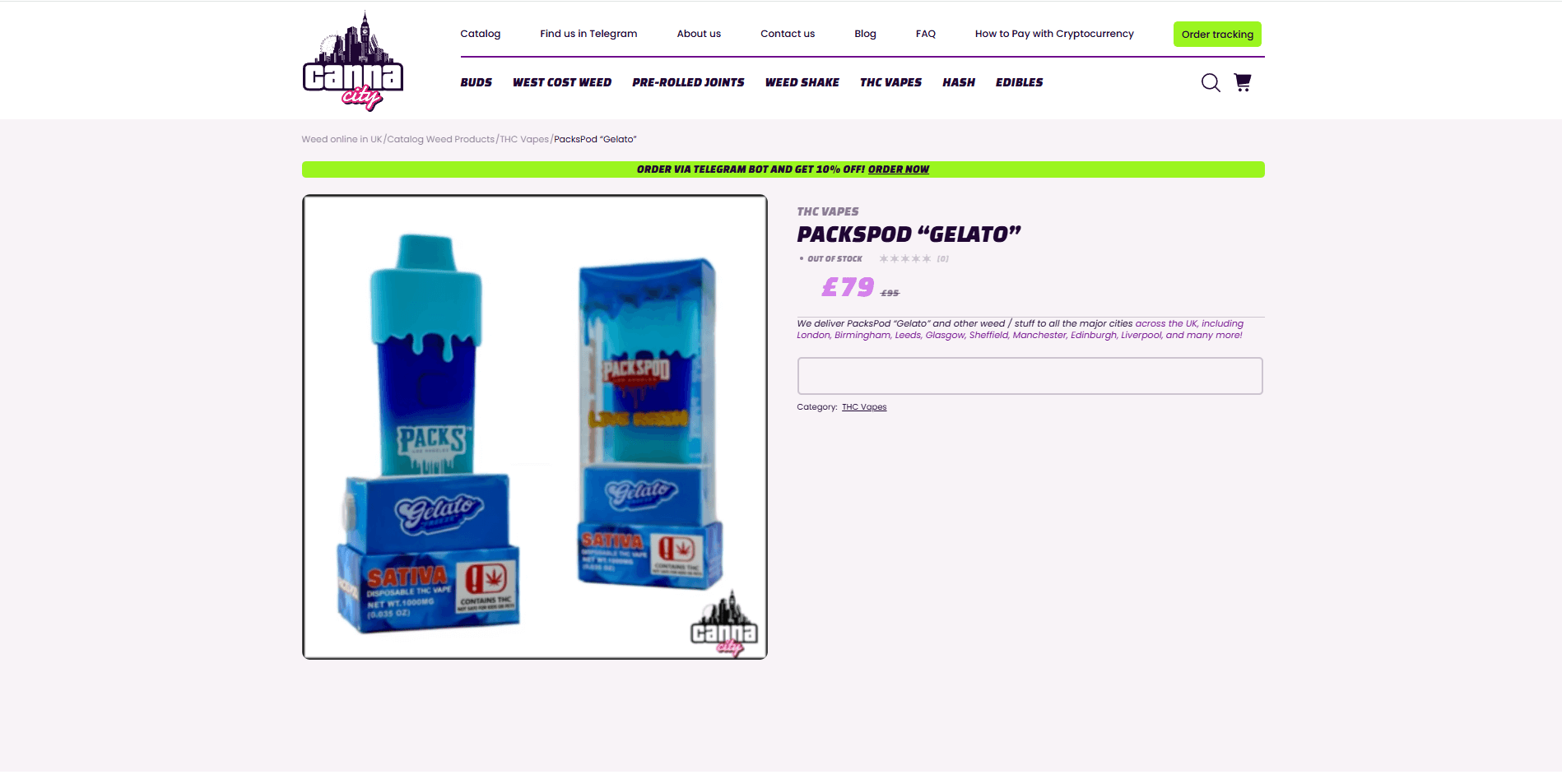 High THC vape buy online at weed shop Canna City