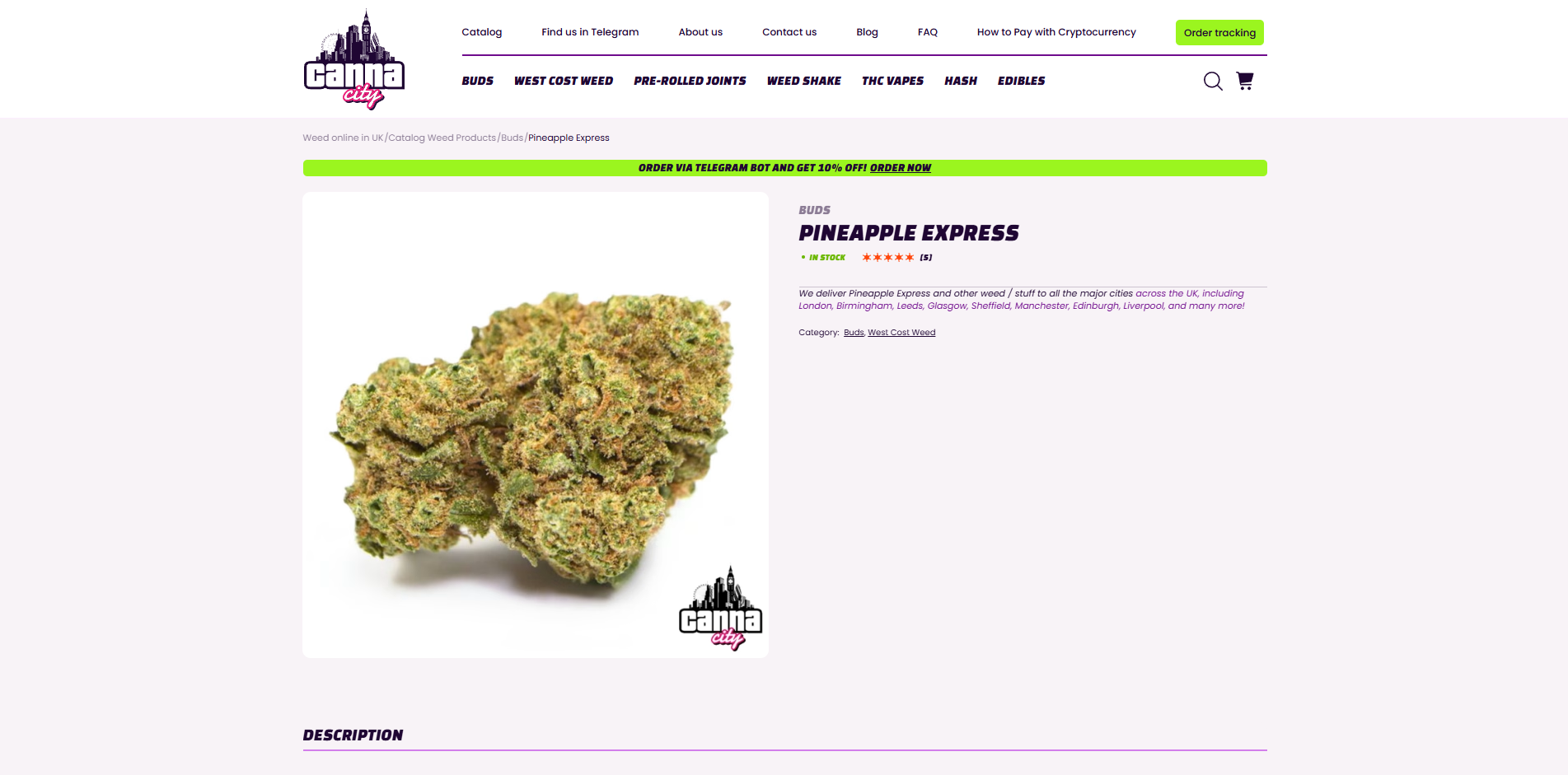Buy moderate THC online weed shop Canna City