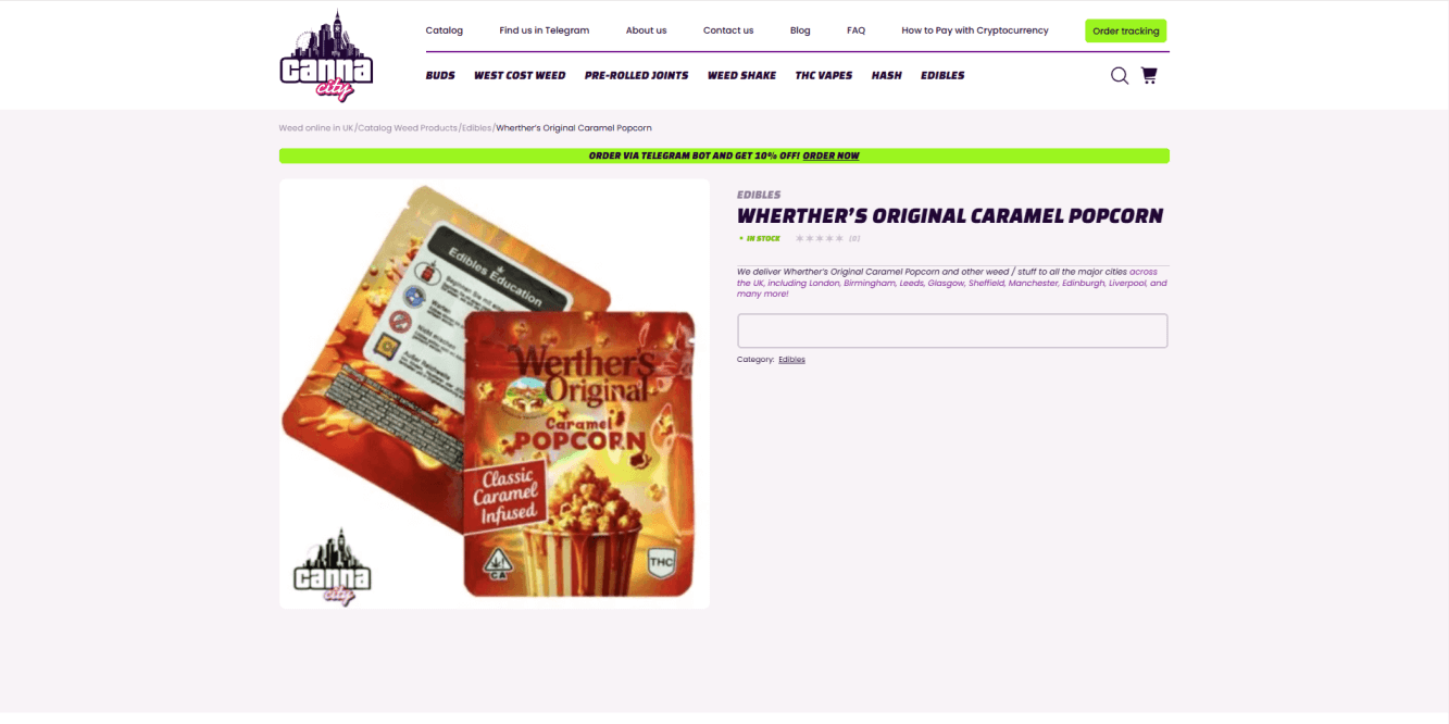 Buy THC Popcorn online in Scotland at Canna City