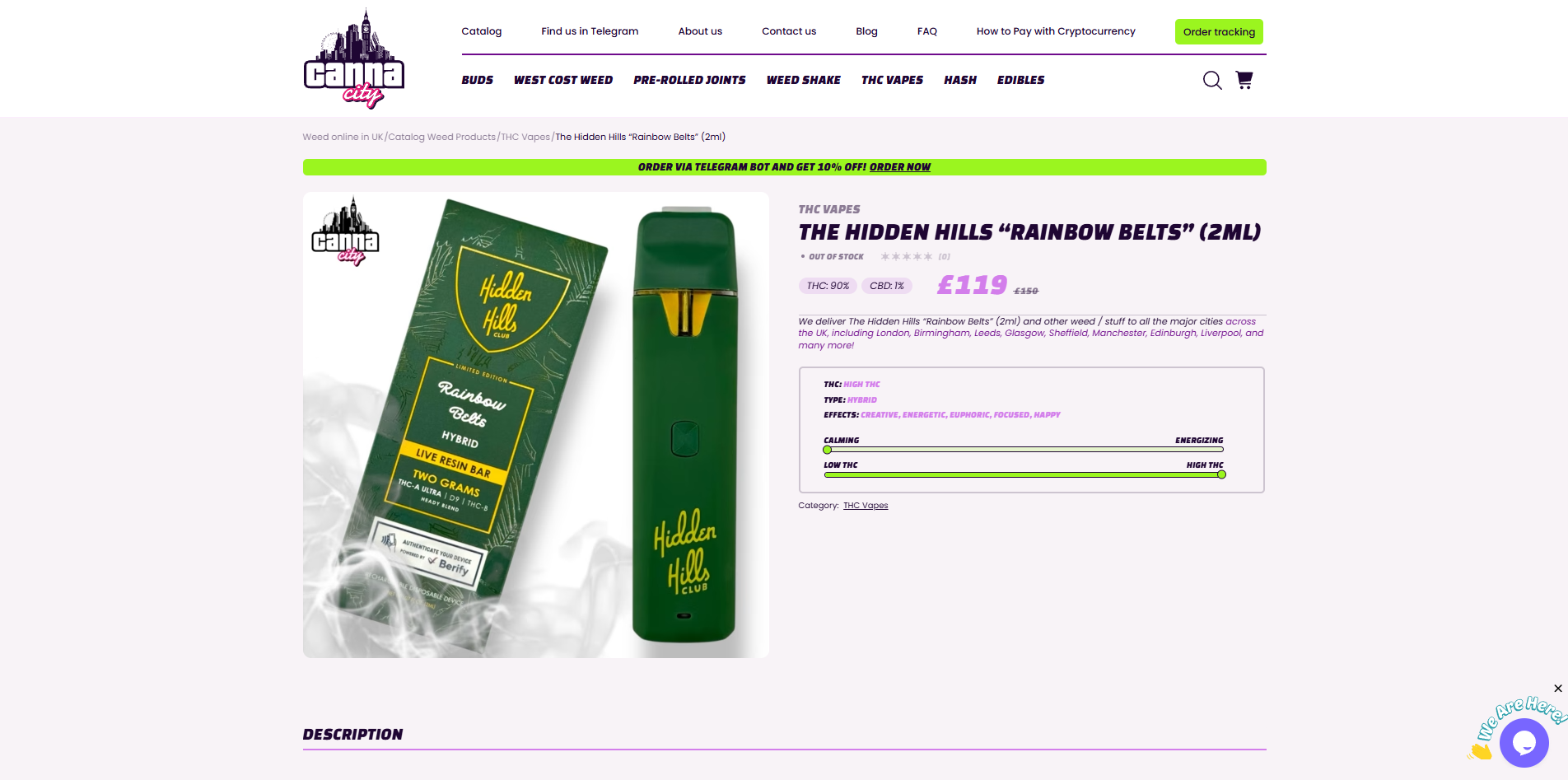 buy thc vape bars online London weed shop Canna City